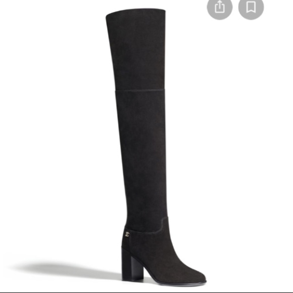 CHANEL OVER THE KNEE SUEDE LEATHER BOOTS